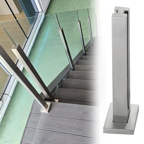 Rahmenlose Glasgeländerplatte für Treppen, No-Punch-Installationssystem mit Zapfenschlitzen und Basis, robuste Klemme für Deck, Balkon, Terrasse Rahmenlose Glasgeländerplatte für Treppen, No-Punch-Installationssystem mit Zapfenschlitzen und Basis, robuste Klemme für Deck, Balkon, Terrasse von Generisch