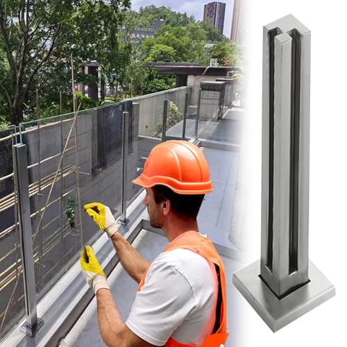 Rahmenloses Glas-Balustraden-Set, klare gehärtete Glasscheiben für Deck und Treppengeländer, 8 x 10 mm Klemme mit silberfarbenem Eckpfosten (105 cm), Sicherheitsgeländer für den Außenbereich von Generisch