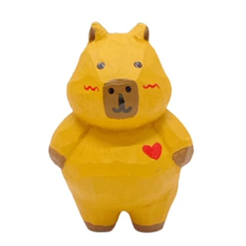 Raumdekoration, Capybara-Figur aus Holz – Holz-Kapbara-Figur – Holzfiguren – Bunte Tierfiguren, tragbare Tierskulptur für Auto, Arbeit, Bücherregal von Generisch
