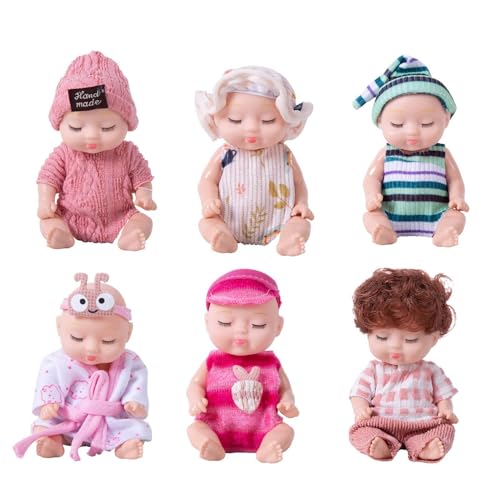 Realistische schlafende Puppen, 6 x niedliche Reborn-Mädchen-Puppe, 7,6 cm, zum Umziehen der Kleidung, Sammelfiguren für Wohnzimmer, Schlafzimmer von Generisch