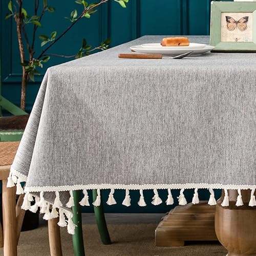 Rechteckige, wasserdichte Baumwoll-Leinen-Tischdecke mit Quasten, öldicht, für Esszimmer, Küche, Outdoor, Picknick und Party, 140 x 220 cm Rechteckige, wasserdichte Baumwoll-Leinen-Tischdecke mit Quasten, öldicht, für Esszimmer, Küche, Outdoor, Picknick und Party, 140 x 220 cm von Generisch