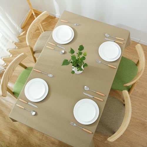 Rechteckige Baumwoll-Tischdecke, 130 x 180 cm, einfarbig, hellkaffeefarben, perfekt für Küchentische, Sitze, 4 bis 6 cm, langlebig und elegant von Generisch