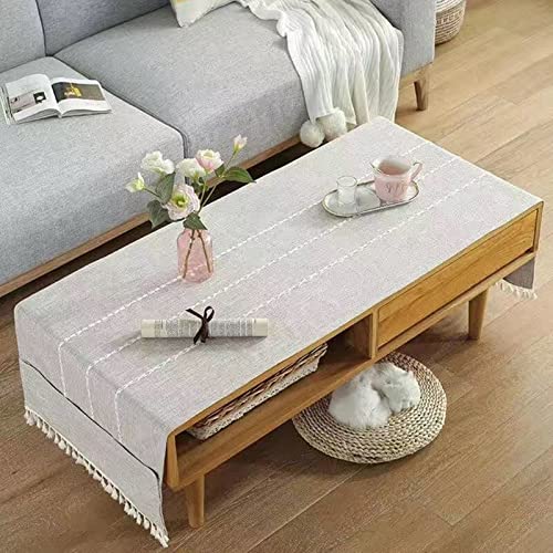 Rechteckige Leinentischdecke für Wohnzimmer, einfache rechteckige Couchtischabdeckung, Größe: 65 x 180 cm, Farbe B, ideal für Esszimmer und Heimdekoration von Generisch