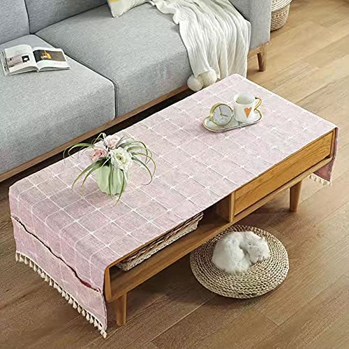 Rechteckige Leinentischdecke für Wohnzimmer, schlichtes Design für Couchtisch (Farbe: F, Größe: 75 x 180 cm, stilvolle Wohnkultur) von Generisch