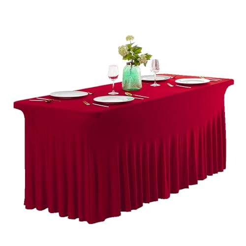 Rechteckige Spandex-Tischdecke, knitterfrei, für Hochzeit, Party, Event, Bankett, Catering und Heimdekoration, 2,4 m von Generisch