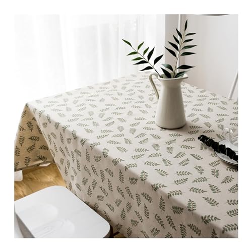 Rechteckige Tischdecke, 110 x 170 cm, waschbar, Baumwollleinen, Blattmuster, ideal für Partys, Picknicks, Esszimmer und Garten, Beige-Grün-Design Rechteckige Tischdecke, 110 x 170 cm, waschbar, Baumwollleinen, Blattmuster, ideal für Partys, Picknicks, Esszimmer und Garten, Beige-Grün-Design von Generisch