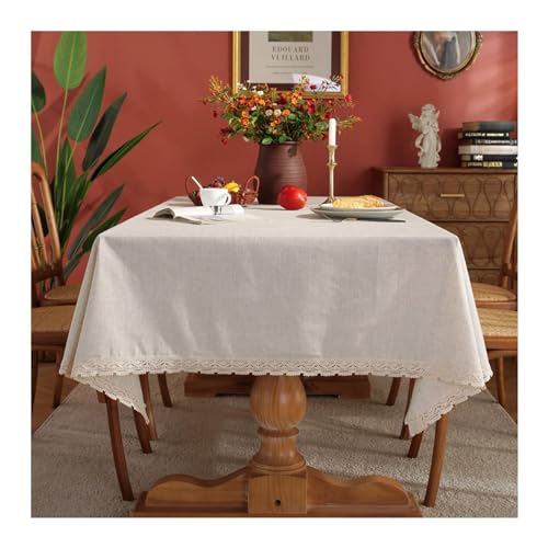 Rechteckige Tischdecke, 120 x 120 cm, Polyester-Leinen, stilvolle einfarbige Farbe mit geometrischen Quasten, ideal für Küche und Esszimmer, perfekt für Picknicks und Veranstaltungen, Beige Rechteckige Tischdecke, 120 x 120 cm, Polyester-Leinen, stilvolle einfarbige Farbe mit geometrischen Quasten, ideal für Küche und Esszimmer, perfekt für Picknicks und Veranstaltungen, Beige von Generisch