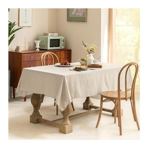 Rechteckige Tischdecke, 135 x 220 cm, waschbar, Baumwoll-Leinen, gestreiftes Design, für Partys, Picknicks, Esszimmer und Garten, Dekoration, elegante helle Farbe Rechteckige Tischdecke, 135 x 220 cm, waschbar, Baumwoll-Leinen, gestreiftes Design, für Partys, Picknicks, Esszimmer und Garten, Dekoration, elegante helle Farbe von Generisch