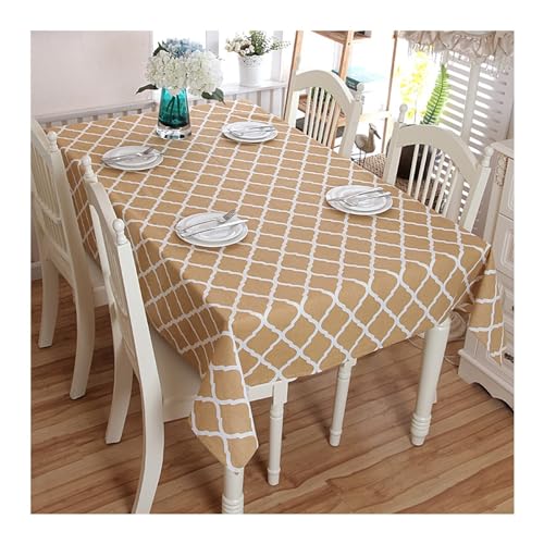 Rechteckige Tischdecke, 140 x 160 cm, waschbar, Polyester-Baumwolle, geometrisches Rautenmuster, Hellbraun, ideal für Innen- und Außenbereich, elegante dekorative Abdeckung Rechteckige Tischdecke, 140 x 160 cm, waschbar, Polyester-Baumwolle, geometrisches Rautenmuster, Hellbraun, ideal für Innen- und Außenbereich, elegante dekorative Abdeckung von Generisch