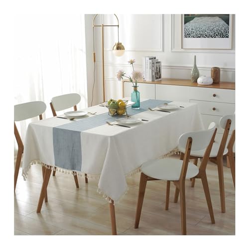 Rechteckige Tischdecke, 140 x 220 cm, waschbar, Polyester-Leinen, elegantes Wellenmuster mit Quasten, ideal für Küche & Esszimmer, Thanksgiving & Weihnachtsdekoration Rechteckige Tischdecke, 140 x 220 cm, waschbar, Polyester-Leinen, elegantes Wellenmuster mit Quasten, ideal für Küche & Esszimmer, Thanksgiving & Weihnachtsdekoration von Generisch