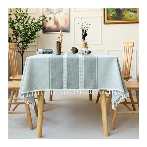 Rechteckige Tischdecke, 140 x 260 cm, waschbar, Polyester, Tischdecke mit Quasten, stilvolle symmetrische Streifen, für Küche, Esszimmer, Picknick und Veranstaltungen im Freien von Generisch