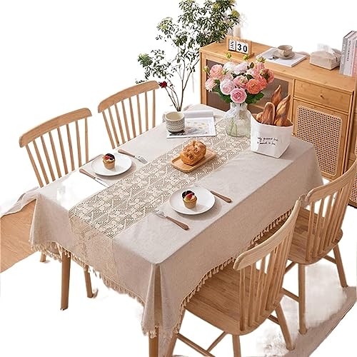 Rechteckige Tischdecke, Polyester, Baumwolle, Leinen, schwer, staubdicht, Schmetterlingsmuster, Abdeckung für Esszimmer, Küche und Partytische, elegante Tischdekoration, Beige Rechteckige Tischdecke, Polyester, Baumwolle, Leinen, schwer, staubdicht, Schmetterlingsmuster, Abdeckung für Esszimmer, Küche und Partytische, elegante Tischdekoration, Beige von Generisch