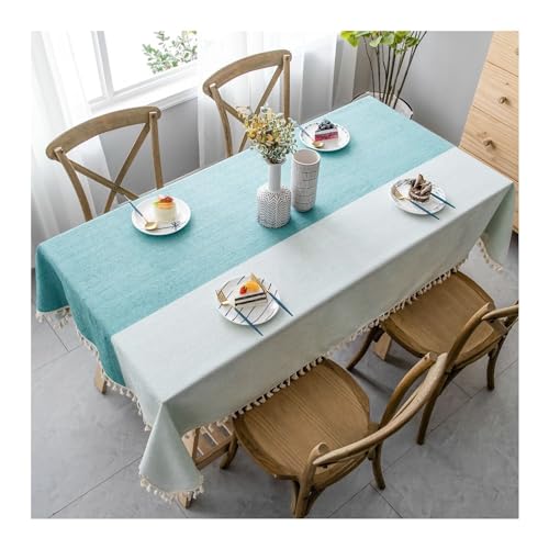 Rechteckige Tischdecke, waschbar, Baumwollleinen, mit Farbverlaufsdesign und Quasten, ideal für Café, Restaurant, Buffet, Tischdekoration, stilvoller grüner Akzent, 90 x 90 cm Rechteckige Tischdecke, waschbar, Baumwollleinen, mit Farbverlaufsdesign und Quasten, ideal für Café, Restaurant, Buffet, Tischdekoration, stilvoller grüner Akzent, 90 x 90 cm von Generisch
