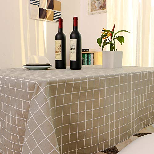 Rechteckige Tischdecke aus Baumwollleinen, 140 x 200 cm, grau-weißes Gitter-Design, stilvolle dekorative Abdeckung für Esszimmer, Kaffee, Garten, Party, Picknick, Heimdekoration Rechteckige Tischdecke aus Baumwollleinen, 140 x 200 cm, grau-weißes Gitter-Design, stilvolle dekorative Abdeckung für Esszimmer, Kaffee, Garten, Party, Picknick, Heimdekoration von Generisch