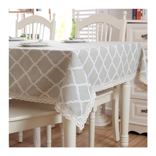 Rechteckige Tischdecke mit geometrischem Muster, 140 x 221 cm, waschbar, Polyester-Baumwolle, Spitzenrand, ideal für Picknicks, Partys, Esszimmer, Heimdekoration, pflegeleicht Rechteckige Tischdecke mit geometrischem Muster, 140 x 221 cm, waschbar, Polyester-Baumwolle, Spitzenrand, ideal für Picknicks, Partys, Esszimmer, Heimdekoration, pflegeleicht von Generisch