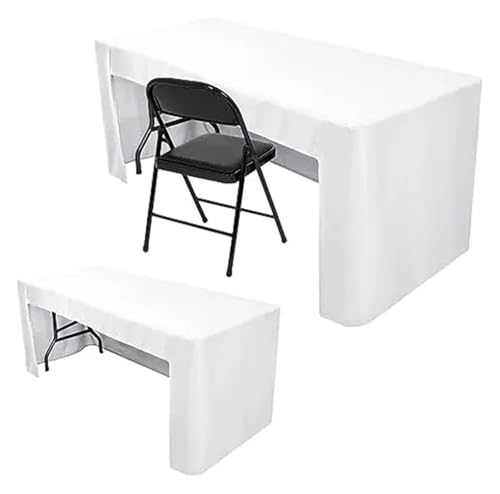 Rechteckige Tischdecken, 1,8 m, waschbar, offene Rückseite, perfekt für Bastelmessen, Hochzeiten, Veranstaltungen, Partys, elegante weiße Farbe, 2 Stück von Generisch