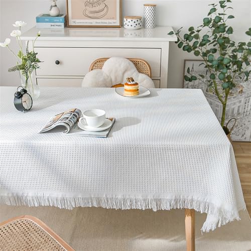 Rechteckige Waffel-Tischdecke mit Quasten, knitterfrei, waschbar, für Hochzeiten, Partys und Esszimmer, 180 x 380 cm, Weiß Rechteckige Waffel-Tischdecke mit Quasten, knitterfrei, waschbar, für Hochzeiten, Partys und Esszimmer, 180 x 380 cm, Weiß von Generisch