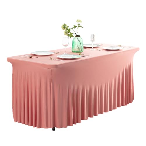 Rechteckiger Spandex-Tischdeckenrock, knitterfrei, für Hochzeit und Party, Events, eleganter Stretchstoff, Rosarot, 2,4 m Rechteckiger Spandex-Tischdeckenrock, knitterfrei, für Hochzeit und Party, Events, eleganter Stretchstoff, Rosarot, 2,4 m von Generisch