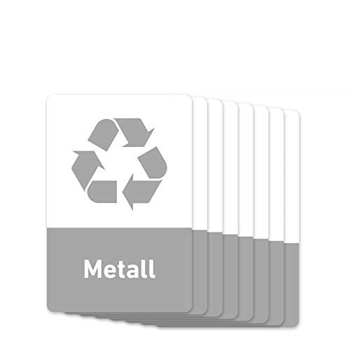 Recycling Aufkleber 8er Set Metall Mülltonnen Mülleimer (10x15cm) von Generisch