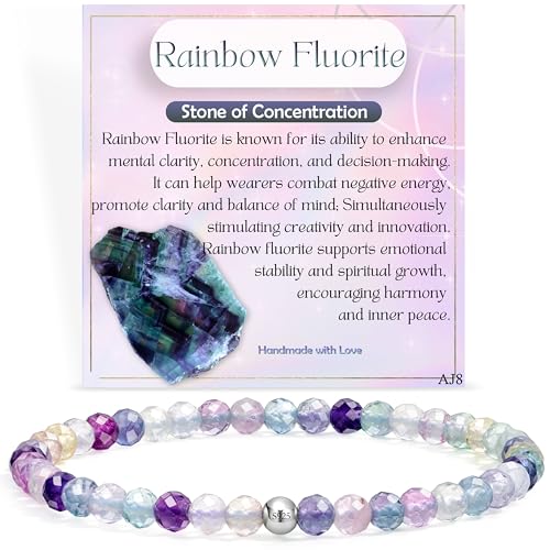 Regenbogen-Fluorit – Konzentration – Perlenarmbänder für Frauen, handgefertigte Naturstein-4-mm-Perlen, Stretch-Armbänder, Chakra-Kristall, Edelsteinschmuck, Geschenke Regenbogen-Fluorit – Konzentration – Perlenarmbänder für Frauen, handgefertigte Naturstein-4-mm-Perlen, Stretch-Armbänder, Chakra-Kristall, Edelsteinschmuck, Geschenke von Generisch