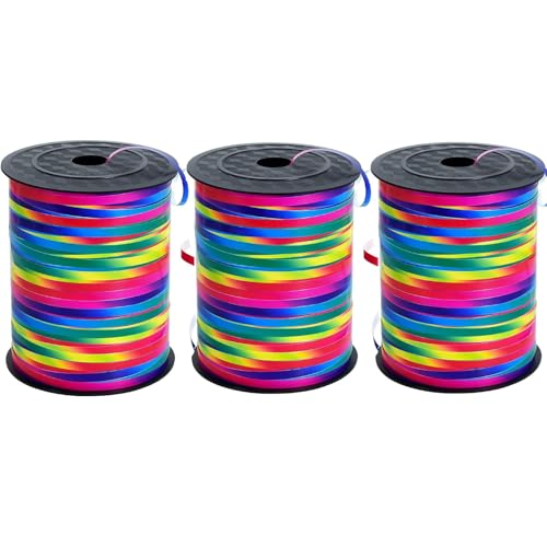Regenbogen-Ringband, 457 m, mehrfarbig, gekräuselte Ballonschnur für Geschenkverpackungen, Partydekorationen, Basteln und Blumenarrangements, 3 Stück Regenbogen-Ringband, 457 m, mehrfarbig, gekräuselte Ballonschnur für Geschenkverpackungen, Partydekorationen, Basteln und Blumenarrangements, 3 Stück von Generisch