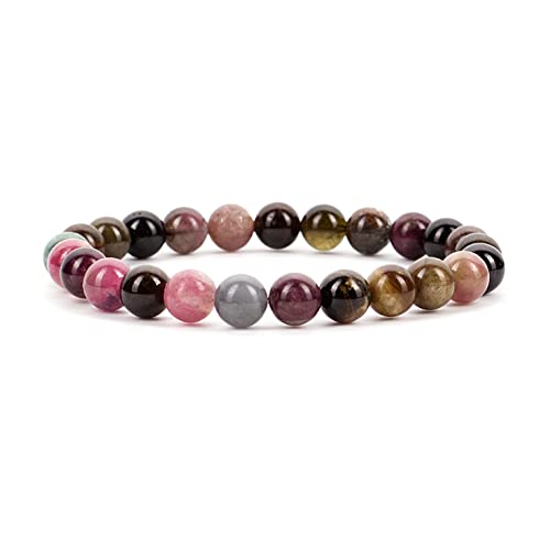 Regenbogen-Turmalin-Armbänder für Damen und Herren, 8 mm, runde Perlen Regenbogen-Turmalin-Armbänder für Damen und Herren, 8 mm, runde Perlen von Generisch