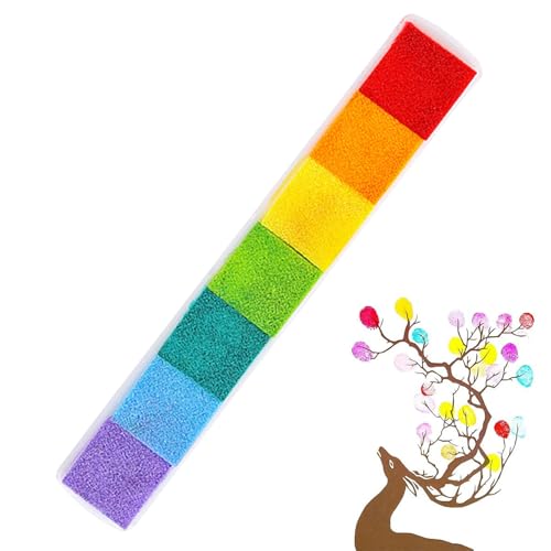 Regenbogenfarben-Stempelkissen-Set – kleine Gummi-Tintenpads | 7 Farben waschbare Inkpads, ungiftige Farbstoffe zum Stempeln, Regenbogen-Pads von Generisch