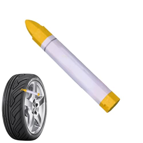 Reifenlackstift für Auto – Regenfester Öl-Lackstift für Beschriftungen, weiß-gelbes Design | Kräftiges Permanent-Schreibwerkzeug für Autoreifen, Felgen, Gummioberflächendekoration, DIY-Lackierzubehör von Generisch