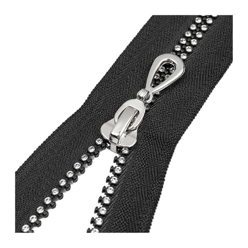 Reißverschluss mit geschlossenem Ende, 5#, Strass, Diamant, Harz, 40/50/60/70 cm, für Jacke, Mantel, glänzende Dekoration (60 cm) von Generisch
