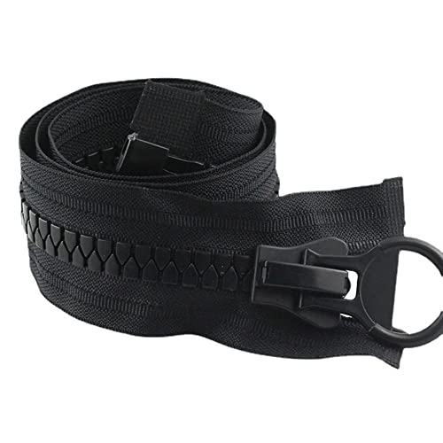 Reißverschluss mit geschlossenem Ende mit Zugring und Zeltschieberkopf, robuste Harzzähne für Taschen, Zelte, DIY Handwerk (70–150 cm, schwarz) (120 cm) von Generisch