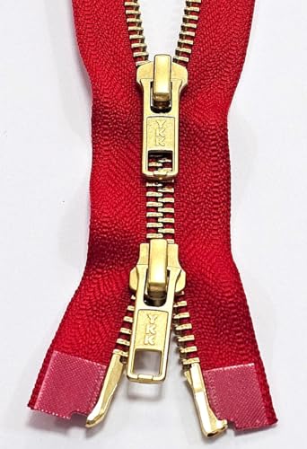 Reißverschluss teilbar 2-Wege Metall gold Verzahnung 6mm Kette 60-90cm 519 rot Reißverschluss teilbar 2-Wege Metall gold Verzahnung 6mm Kette 60-90cm 519 rot von Generisch