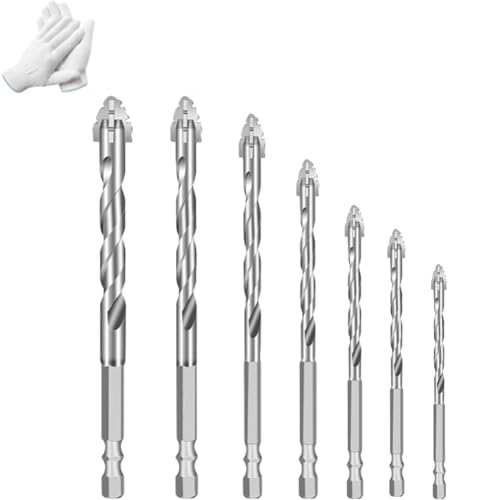 Relaxrich Drill Bits, Multifunctional Wear-Resistant Masonry Drill Bit, Trockener Exzenterbohrer, 2025 Neuer vierschneidiger Sägezahn-Präzisionsschraubendrehersatz (3 4 5 6 8 10 12mm) von Generisch