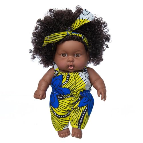 Renati Dolli Für Kinder Schwarzes Mädchen, Realistische Schwarze Puppe Renate Puppen, 360 Drehgelenke Afrikanische Puppen Mit Kleidung Set 8 Zoll Realistische Puppen Spielen Schwarze Puppen Pe von Generisch