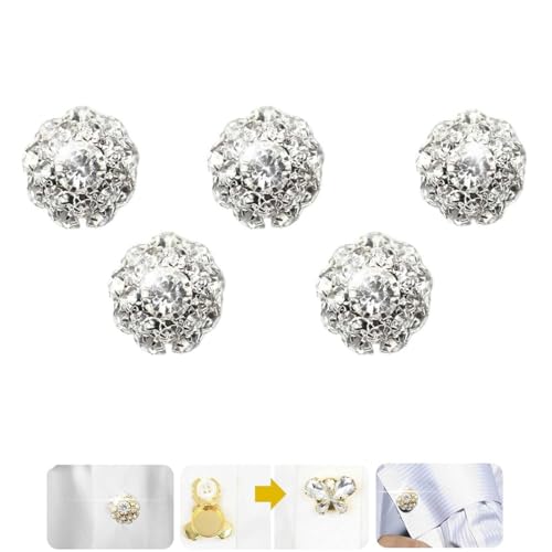 Rhinestone Button Covers, 5Pcs Crystal Buttons for Clothing, Detachable Shirt Button Clips Buttons Jewelry, Buttons for Women Men Suitable Sewing DIY Embellishments (G*5pcs) von Generisch