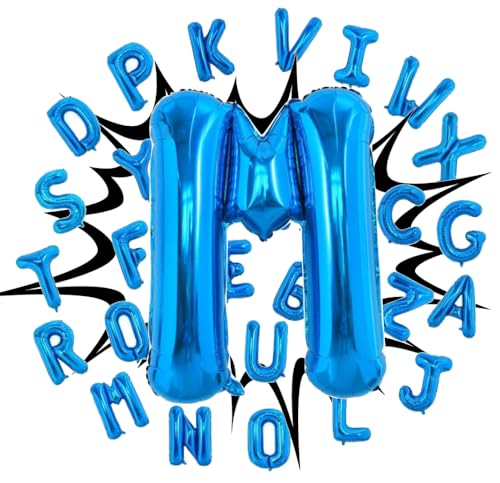 Riesen Ballon Blau Buchstaben O Folienballon 100 cm für Geburtstags Deko Party Dekoration Folienballon Ballons Ballon Namen Banner Party Happy Birthday O Blau deco (Buchstabe O) von Generisch