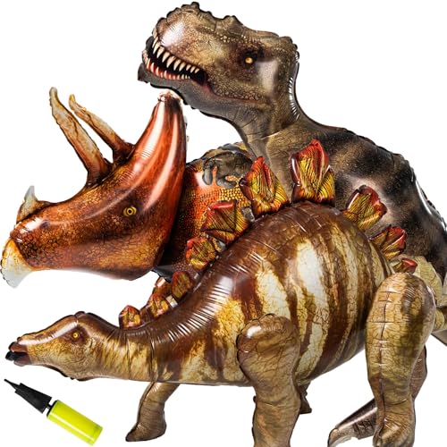 Riesige Dinosaurier-Luftballons, 132,1 cm, T-Rex Triceratops Stegosaurus-Set – ideal für Partys, Halloween-Dekoration und Urlaubsgeschenke, 3 Stück Riesige Dinosaurier-Luftballons, 132,1 cm, T-Rex Triceratops Stegosaurus-Set – ideal für Partys, Halloween-Dekoration und Urlaubsgeschenke, 3 Stück von Generisch