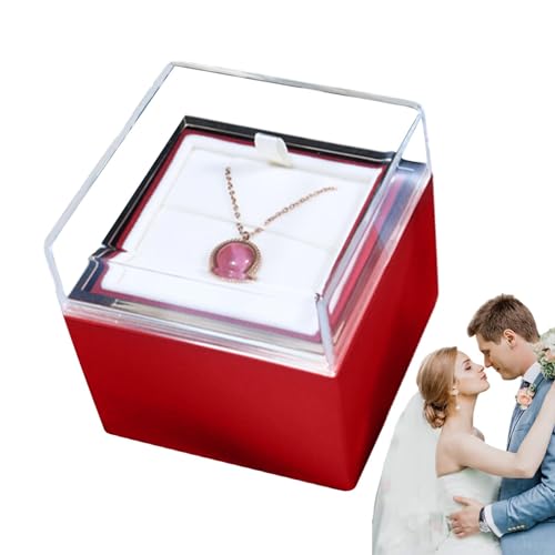Ringbox – Rote Box, Blumenversprechen-Ringschatulle, rote Schmuckschatulle, echte rote Blumenbox für Weihnachten, Hochzeit, Valentinstag, Muttertag, hübsche Dekoration (8 x 8 x 8 cm) von Generisch