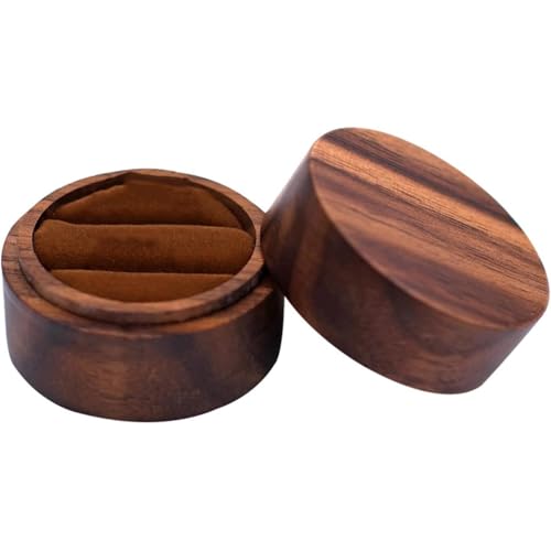 Ringbox aus Holz, runder Eheringhalter, Retro-Schmuckaufbewahrung, schwarzer Walnussholz, eleganter Magnetverschluss Ringbox aus Holz, runder Eheringhalter, Retro-Schmuckaufbewahrung, schwarzer Walnussholz, eleganter Magnetverschluss von Generisch