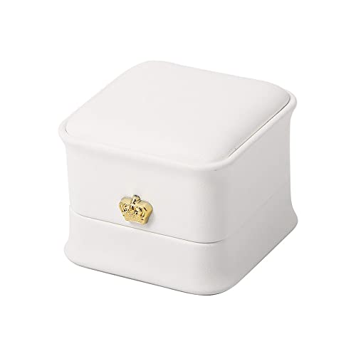 Ringbox mit Kronenschnalle, Schmuckpaket, PU-Leder-Ring-Aufbewahrungsbox, romantische Schmuckschatulle, Hochzeitsring-Box, Ringaufbewahrungshalter (weiß) von Generisch