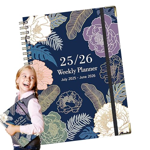 Ringbuch - A5 Notizbuch - A5 Ästhetisches Dickes Planer Und Tagebuch Mit Blumenmuster Für Juli 2025 Bis Juni 2026 Notizblock Für Arbeitsplatz Skizzieren Bullet Journaling Feldnotizen von Generisch