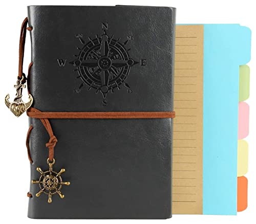 Ringbuch A6 PU Leder Binder Budget 6 Ring Notebook Cover Planer Reisetagebuch, nachfüllbares Notizbuch mit linierten Seiten und 5 Trennblättern Binder von Generisch