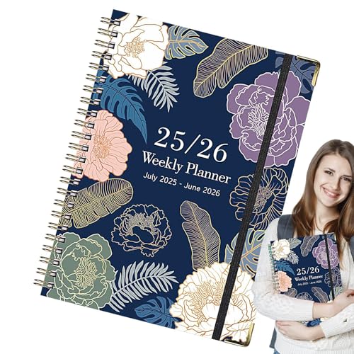 Ringbuch - Schulheft,A5 Ästhetisches Dickes Planer Und Tagebuch Mit Blumenmuster Für Juli 2025 Bis Juni 2026 Notizblock Für Arbeitsplatz Skizzieren Bullet Journaling Feldnotizen von Generisch