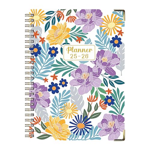 Ringbuch - Spiralnotizbuch,A5 Ästhetisches Dickes Planer Und Tagebuch Mit Blumenmuster Für Juli 2025 Bis Juni 2026 Notizblock Für Arbeitsplatz Skizzieren Bullet Journaling Feldnotizen von Generisch