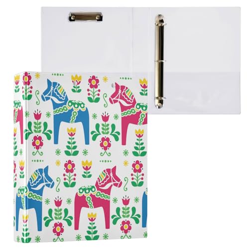 Ringbuch mit 3 Ringen, schwedische Volkskunst, Dala-Pferd, rund, 3,8 cm, Sichtbinder, 200 Blatt, A4-Papierbinder-Organizer für Zuhause, Schule, Büro, 1 Stück Ringbuch mit 3 Ringen, schwedische Volkskunst, Dala-Pferd, rund, 3,8 cm, Sichtbinder, 200 Blatt, A4-Papierbinder-Organizer für Zuhause, Schule, Büro, 1 Stück von Generisch