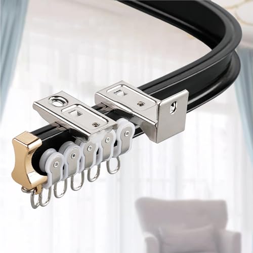 Robuste, flexible Vorhangschiene – gebogene und gerade Aluminiumschiene für Vorhänge, Decken-/Wandmontage, 1 m - 6,5 m, leises und reibungsloses Design für lange Lebensdauer Robuste, flexible Vorhangschiene – gebogene und gerade Aluminiumschiene für Vorhänge, Decken-/Wandmontage, 1 m - 6,5 m, leises und reibungsloses Design für lange Lebensdauer von Generisch