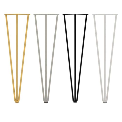 Robuste Metall-Möbelbeine, 4 Haarnadel-Tischbeine, 3 Stangen, Industrie-Stil, Couchtischbein, 10 mm Stahl, für Laptoptisch, Büro, Schreibtisch, Esstisch, TV-Ständer, Schrank, mit Schutzfüßen von Generisch
