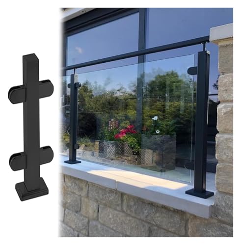 Robuste schwarze Glas-Balustradenpfosten – kommerzielle Bodengeländer, 95 cm, Klemmen für Flur und Decklandung – langlebiger Endpfosten für Sicherheit Robuste schwarze Glas-Balustradenpfosten – kommerzielle Bodengeländer, 95 cm, Klemmen für Flur und Decklandung – langlebiger Endpfosten für Sicherheit von Generisch