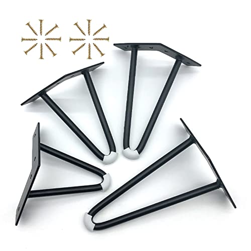 Robuste schwarze Metall-Möbelbeine für DIY-Sofas, Schränke, Couchtische, Schreibtische und Esstische, 25 cm, mit Bodenschonern, 4 Stück von Generisch