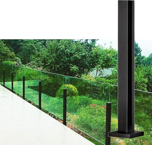 Robuster Glasgeländerpfosten aus schwarzem Glas, Balusterplatte, Edelstahl-Klemme/Halterung für Treppen, System für den Innen- und Außenbereich von Generisch