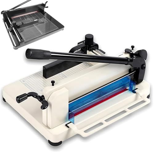 Robuster Metallschneider, A4, manueller Papierschneider mit Klingenverriegelung und Papierpresse, 400 Papierschneider für Büro, Schule, Scrapbooking, Fotoweiß von Generisch